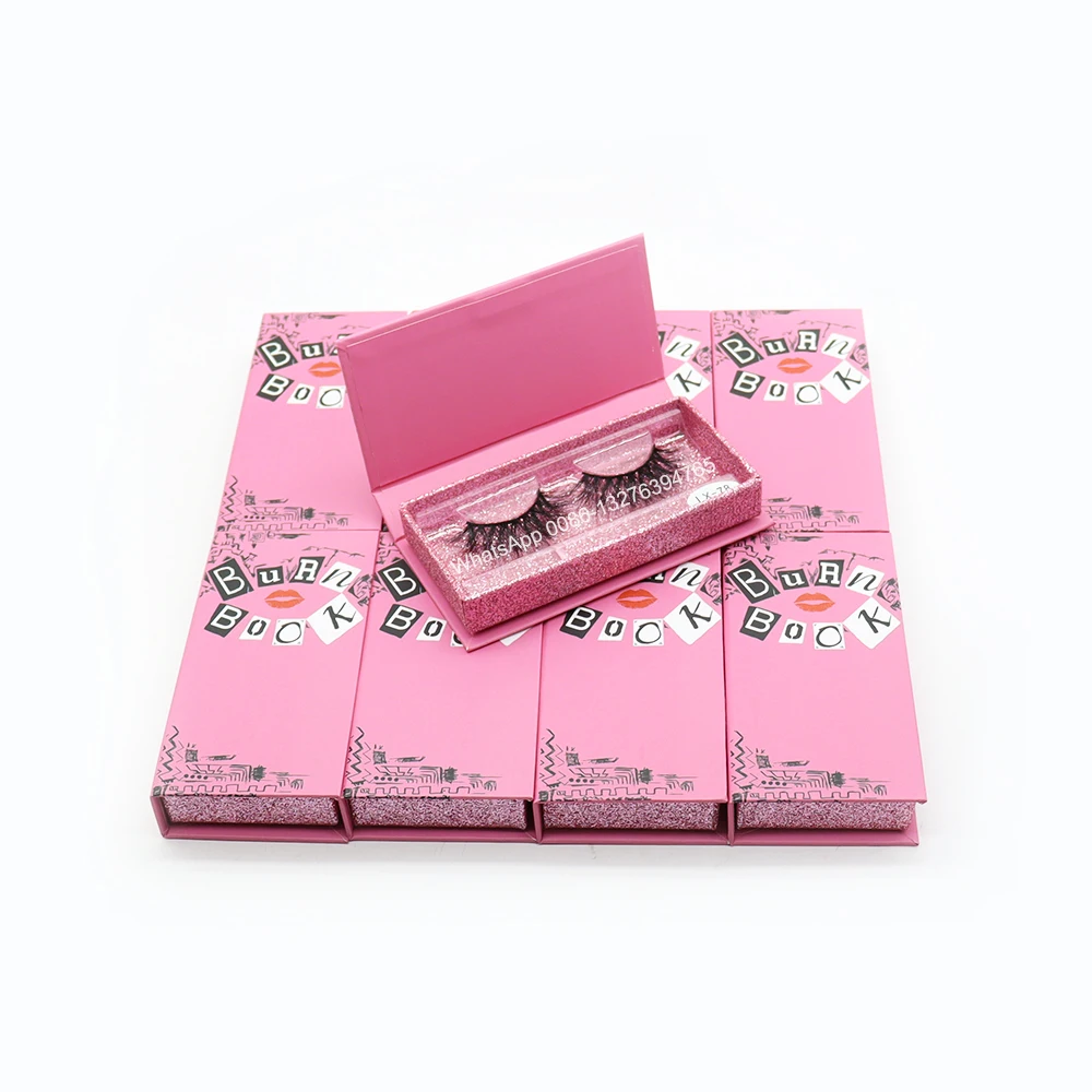 

Burn Book Eyelash Case Empty Box Lashwoods Eyelash Case Free Plastic Tray Wholesale Mink Eyelashes Custom Eyelash Packaging