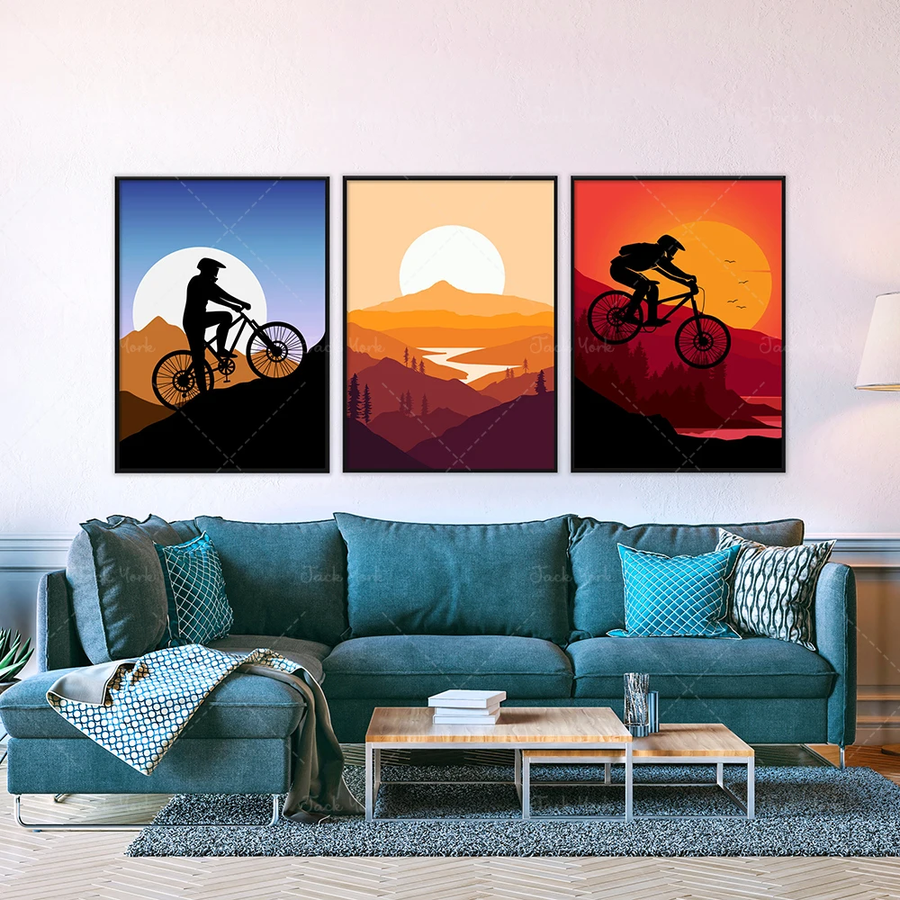 

Mountain Bike Jump Cycling Art Print, Bicycle Racing Poster, Cyclist Illustration, Off-Road Bicycling Sport, Outdoor Sport