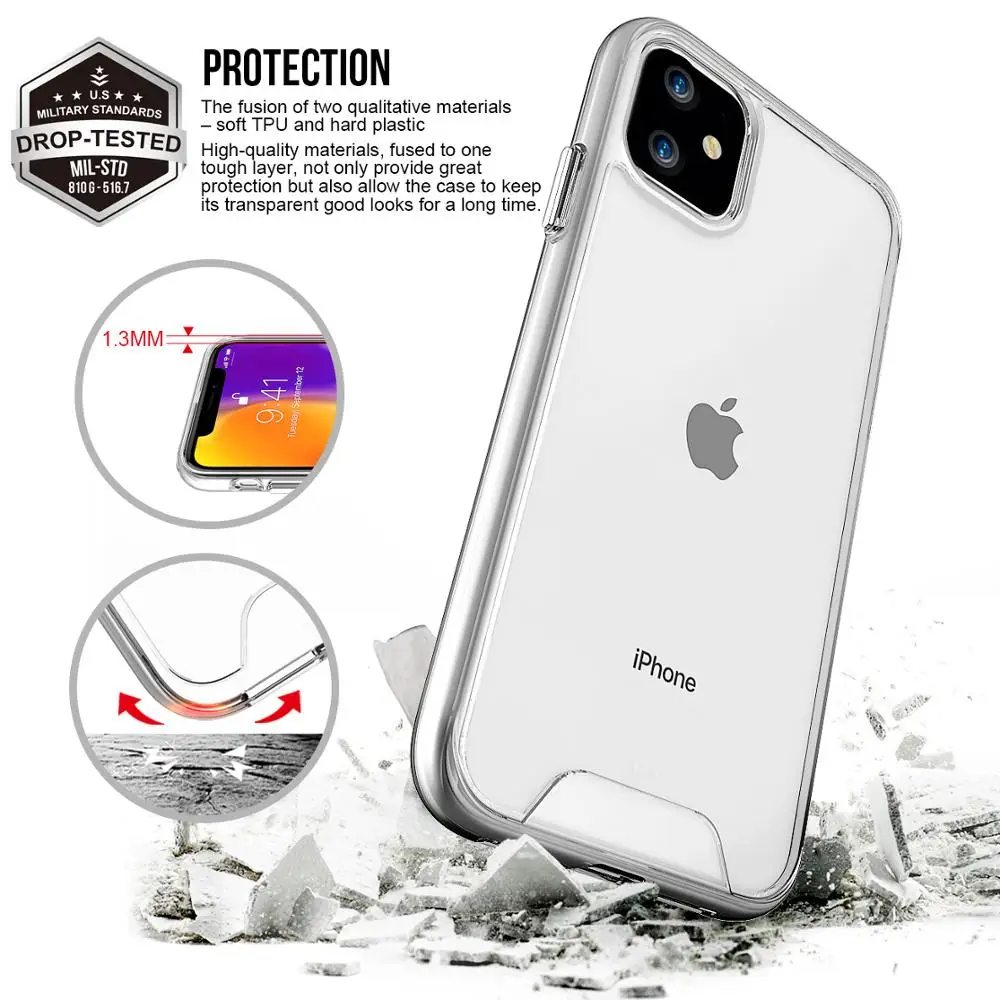 Прозрачный чехол Hanven для iPhone 11 2019 6 1 дюйма ТПУ + ПК|Бамперы| |
