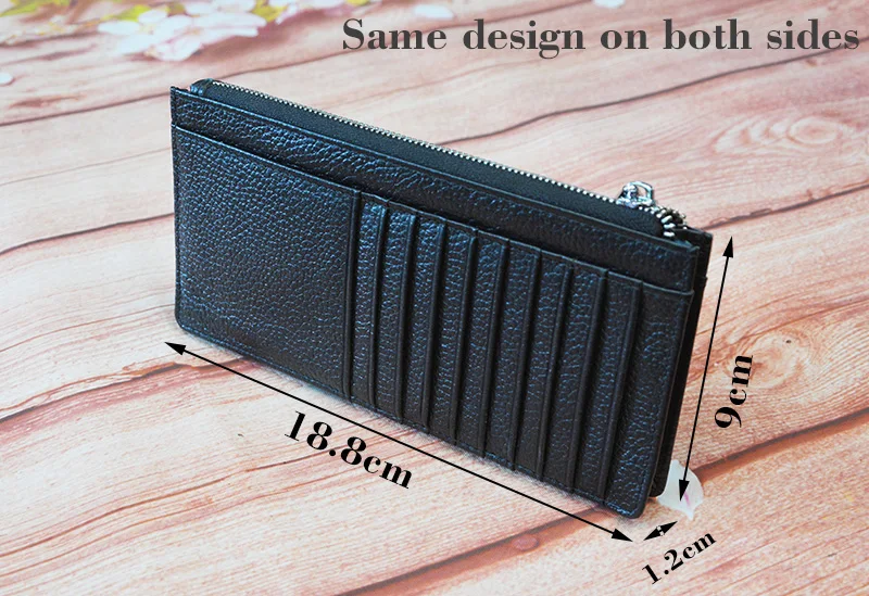 

Long Style Wide Genuine Leather Card Wallet Fashion Candy Color Thick Zipper Card pack Case Business Bank Credit Card Holder