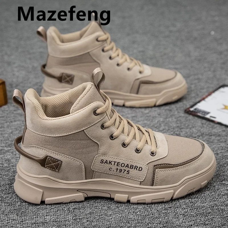 

Мужские кожаные ботинки высокого качества Мужская Весенняя повседневная обувь; Ботильоны в байкерском стиле; Botas Hombre; Мужские туфли со шнур...