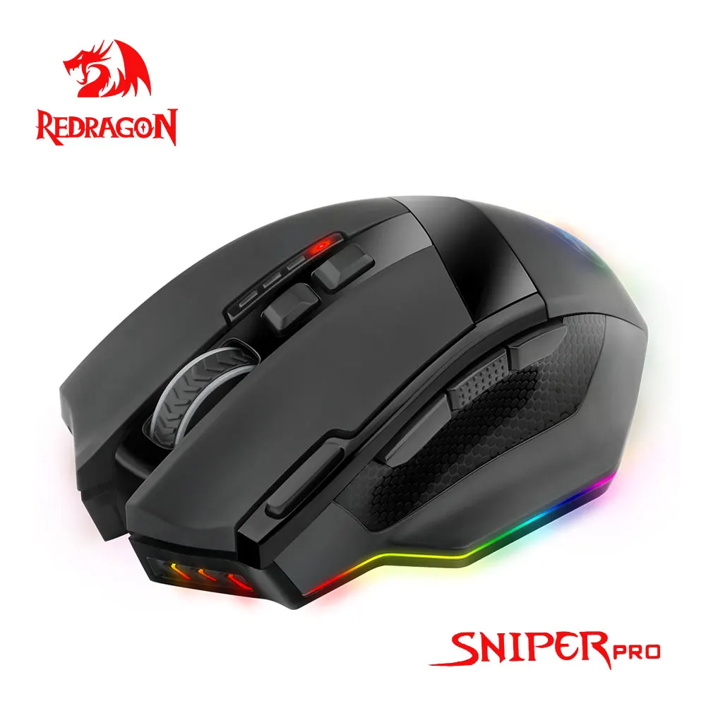 

Беспроводная игровая мышь Redragon Sniper Pro M801P, RGB, USB, 2,4 ГГц, 16400DPI, 10 кнопок, программируемая эргономичная геймерская мышь для ноутбука и ПК