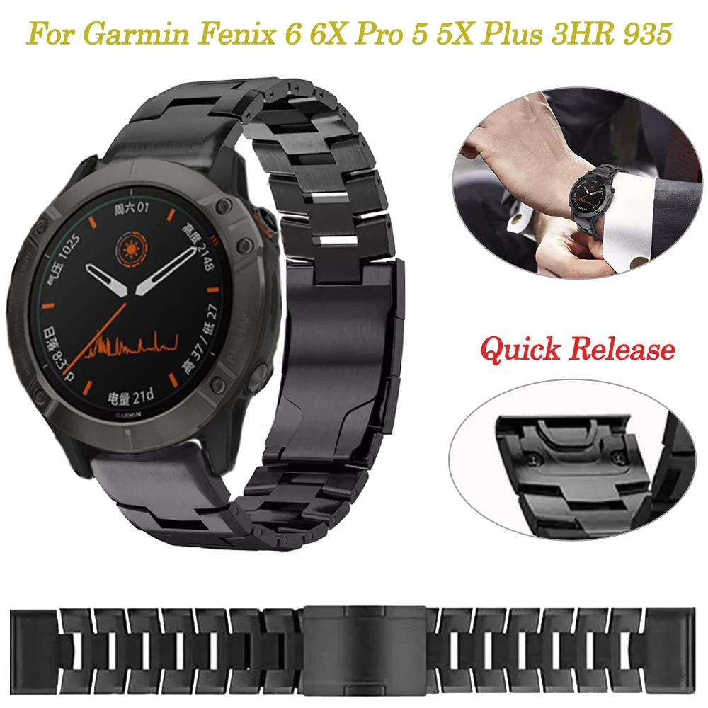 

Titanium Alloy Light Weight 22 26mm Fenix6X Watchband Quick Fit Wrist Strap For Garmin Fenix 5 5X Plus/6 6X Pro 3HR/Instinct 935