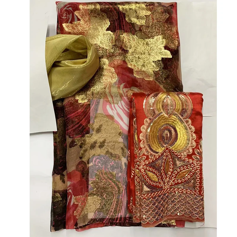 Золотистая африканская кружевная ткань george из натурального шелка для женской