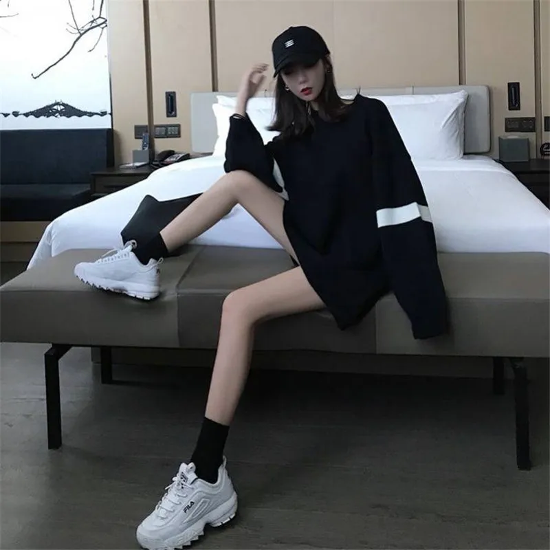 

Oversized Hoodie Dress Sweatshirt Autumn Women Top Letter Print Loose Long Hoodie Sweatshirt Winter Ladie Pullover Female Hoodie