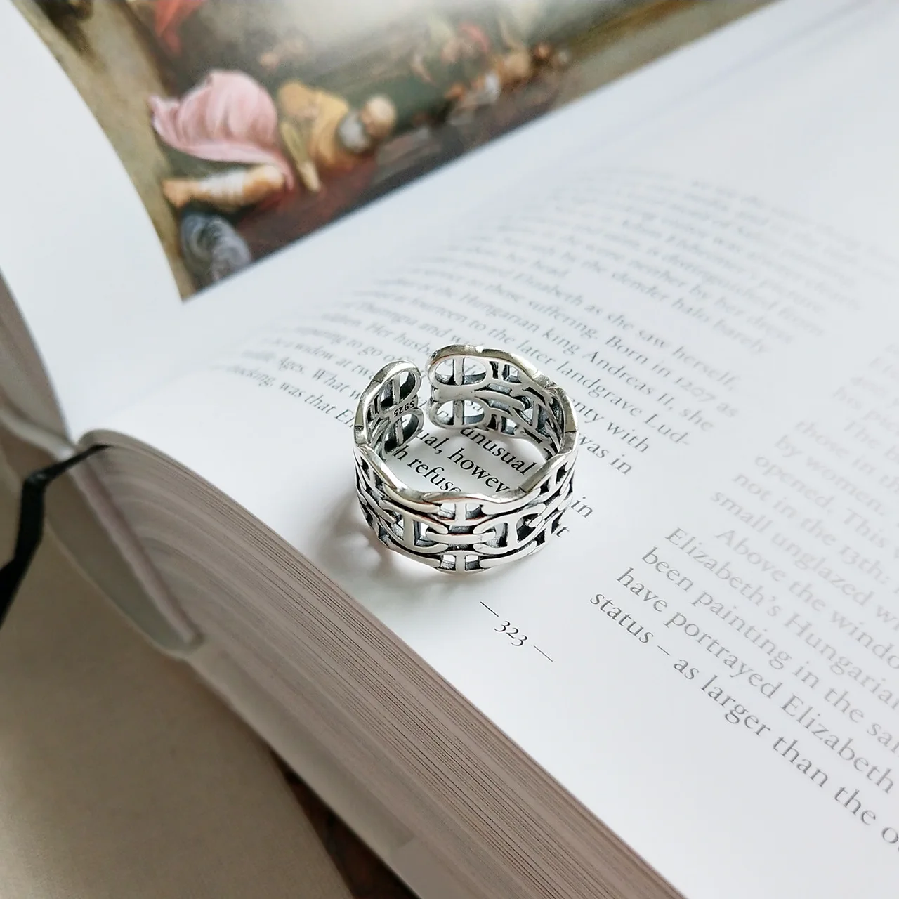 

Корейское тайское серебряное 925 пробы регулируемое кольцо с пряжкой серебряное кольцо в стиле ретро