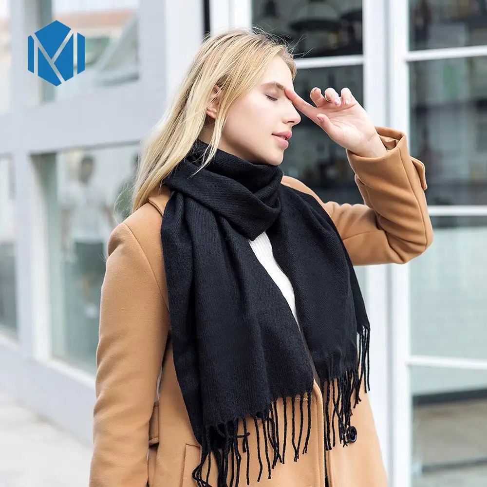 190*35 см женские осенние зимние теплые однотонные шерстяные шарфы высокого