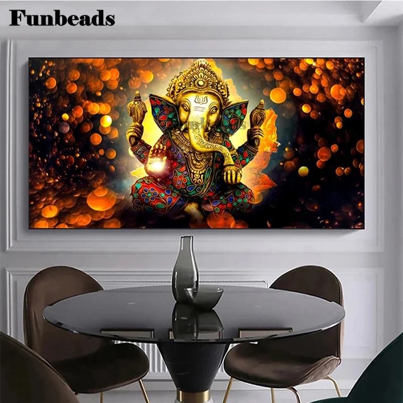 

Полноразмерная квадратная круглая картина, фотообои, Будда, Властелин Ганеша 5D, алмазная живопись своими руками, вышивка крестиком FF5931