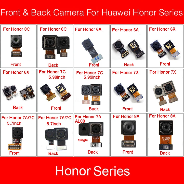 Передняя и задняя Камера гибкий кабель для huawei Honor бледный 6A 6X 7A 7C 7C 7X 8A 8C Pro 5.7in 5.99in BKK-AL00 BKK-TL00 BKK-AL10