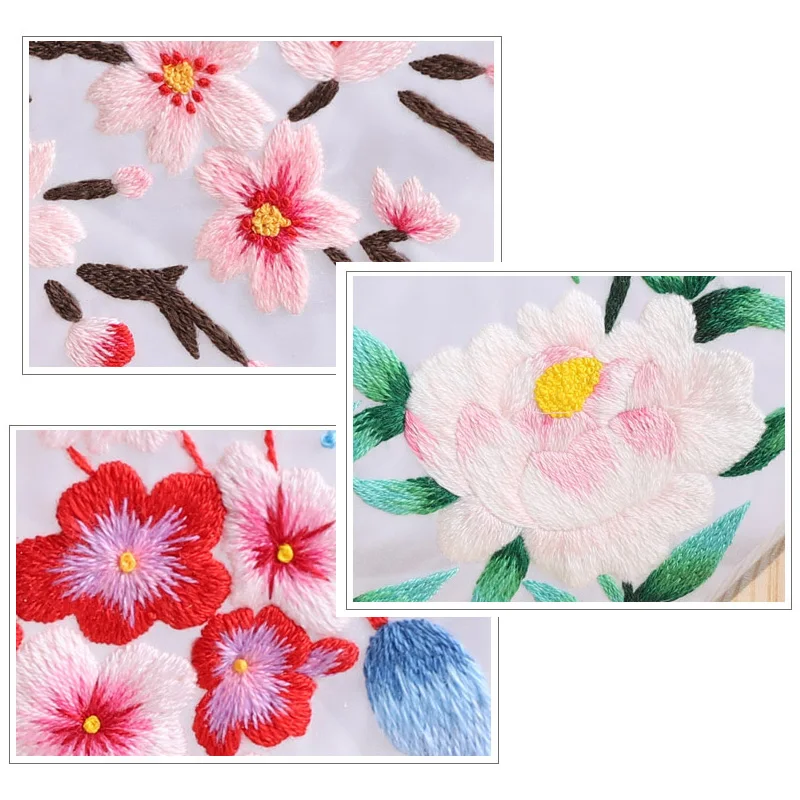 В китайском стиле с цветочным узором Набор для вышивания деревянной рамкой DIY