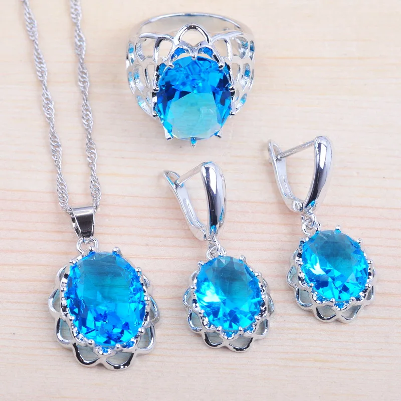 Женский комплект украшений серьги/Подвеска/ожерелье/кольца с уникальным небесно