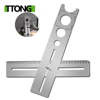 multi functional stainless steel ceramic tile hole locator ruler adjustable punching hand tool for house decorated work