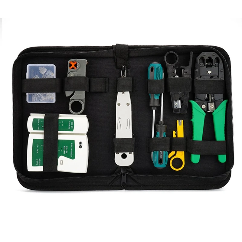 network cable repair tool kit set rj45 rj11 cat6 cable tester test crimper crimping maintenance stripper tool kit free global shipping