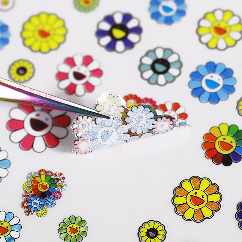 3D Happy Flower Nail Sticker Sunflower Decals Colorful Pattern Manicure Salon Acrylic Art Decorations Tool | Красота и здоровье