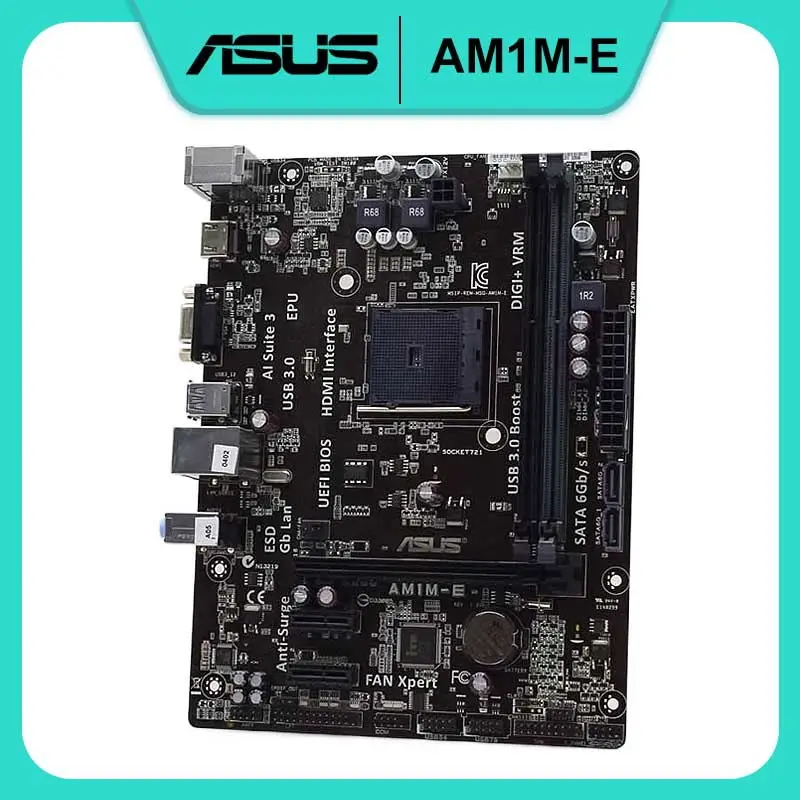 Материнская плата ASUS AM1M-E AM1 DDR3 32 Гб RAM PCI-E X16 VGA HDMI USB3.0 SATA 6 ГБ/сек. UEFI BIOS Micro ATX