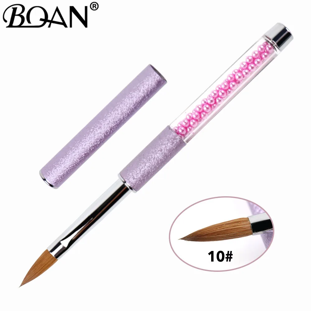 purple size 10 BQAN 1 шт.#8#10#12#14#16#18#20 колинский Соболь акрил#10 кисть для дизайна ногтей УФ-гель Кисть-ручка для резьбы жидкий порошок DIY Рисунок ногтей - Color: purple size 10
