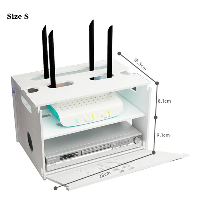 2 layers Улыбка кошка узор беспроводной Wifi коробка маршрутизатора ПВХ настенная полка висячая вилка доска кронштейн коробка для хранения Европейский стиль ящики для хранения Ящики - Цвет: 2 layers