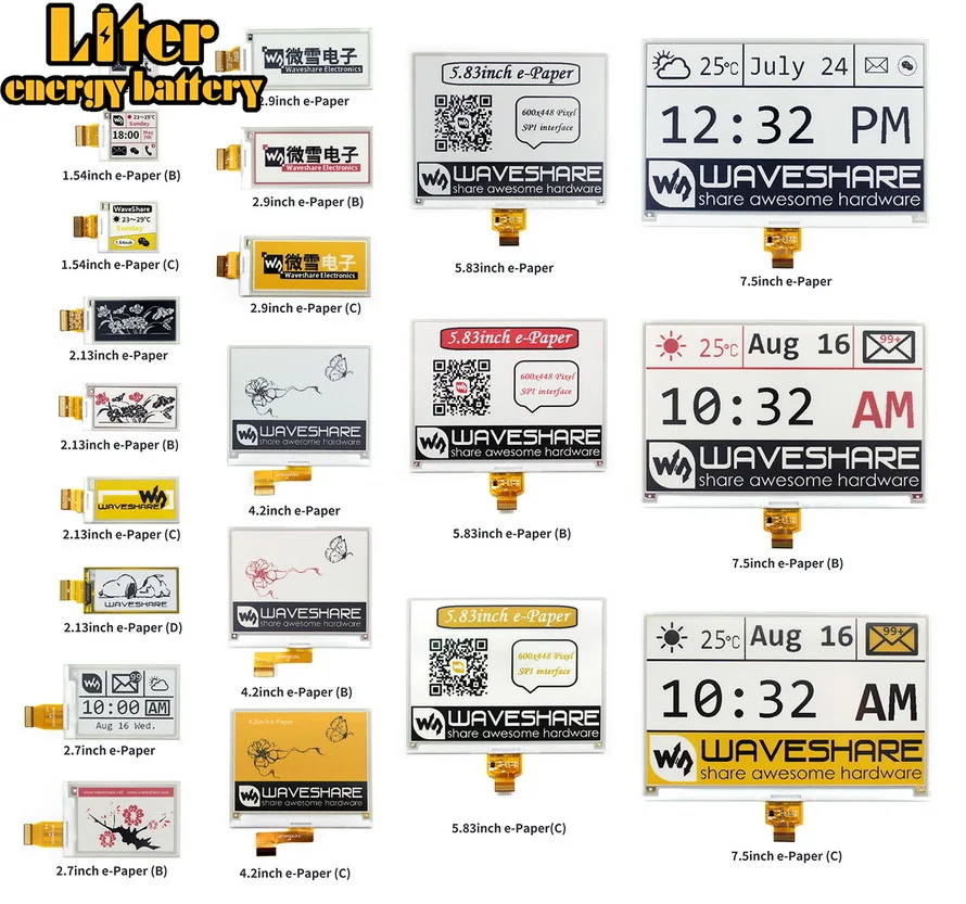 

Waveshare 152x152, 1.54inch E-Ink raw display, yellow/black/white three-color, SPI interface, without PCB