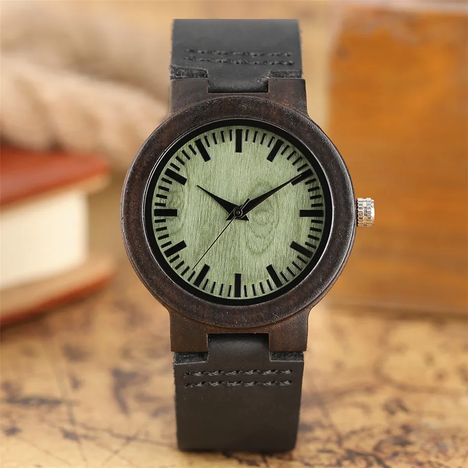 

Часы наручные женские кварцевые из натуральной кожи, стильные модные аналоговые, с зеленым/серым/желтым циферблатом, с деревянным ремешком,...