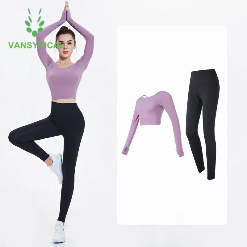 Женский спортивный костюм для занятий йогой комплект из 2 предметов леггинсы и