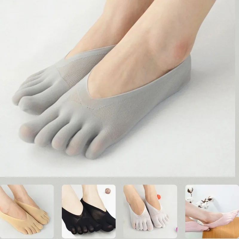 

Women Summer Five-finger Socks Female Ultrathin Sock Funny Toe Invisible Sokken with Silicone Anti-skid Breathable Anti-friction