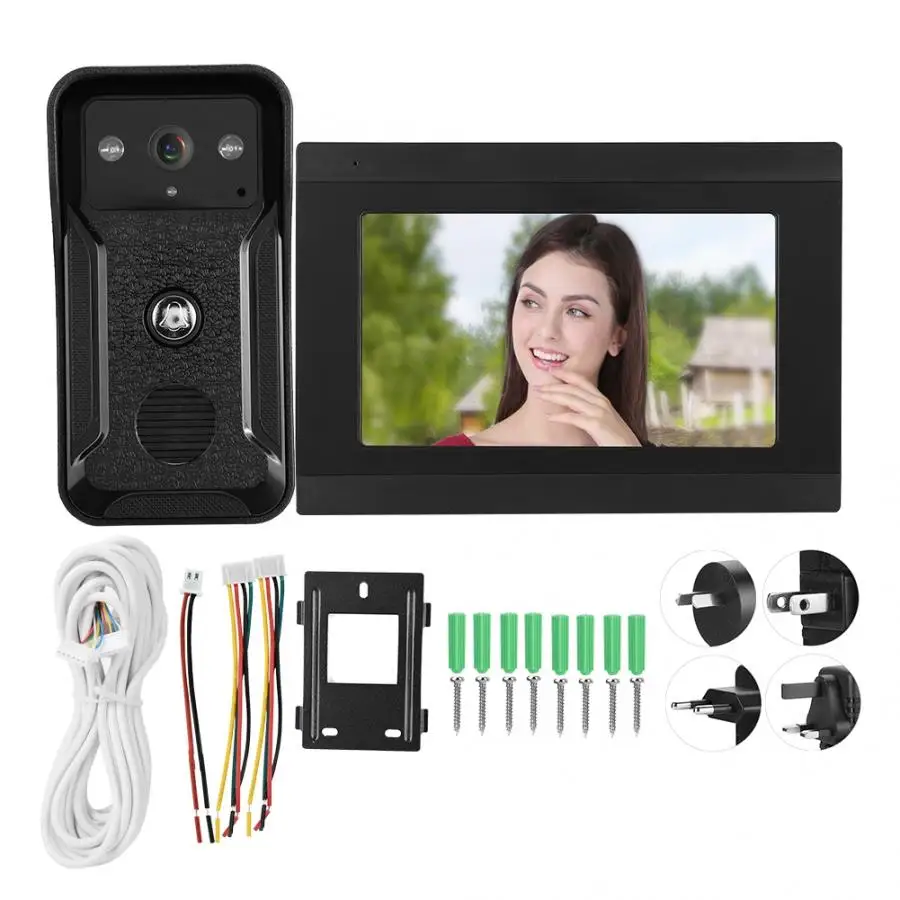 7in 1080P HD проводной Wifi видео дверной звонок приложение дистанционного ночного