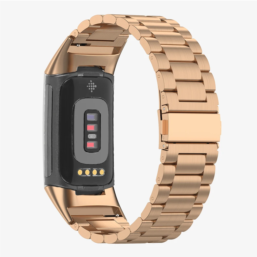 For New Fitbit Charge 5/4/3/2 atrap band charge 5  Stainless steel Metal buckle band strap wristband smartwatch band  black