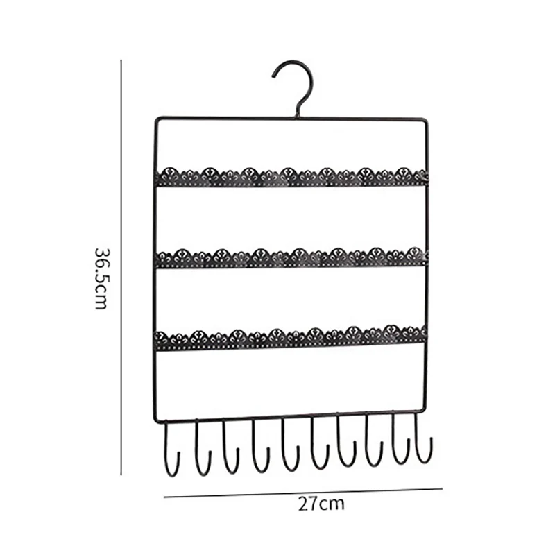 

Hanging Jewellery Organiser Storage Rack for Rings Earrings Necklace Bracelets, Metal Hanger Wall Display