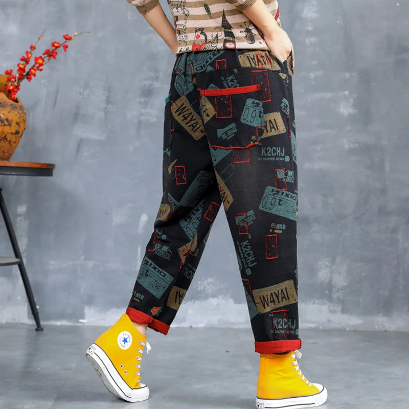 Max LuLu модные корейские женские осенние панк уличные женские эластичные брюки с принтом повседневные женские шаровары большого размера