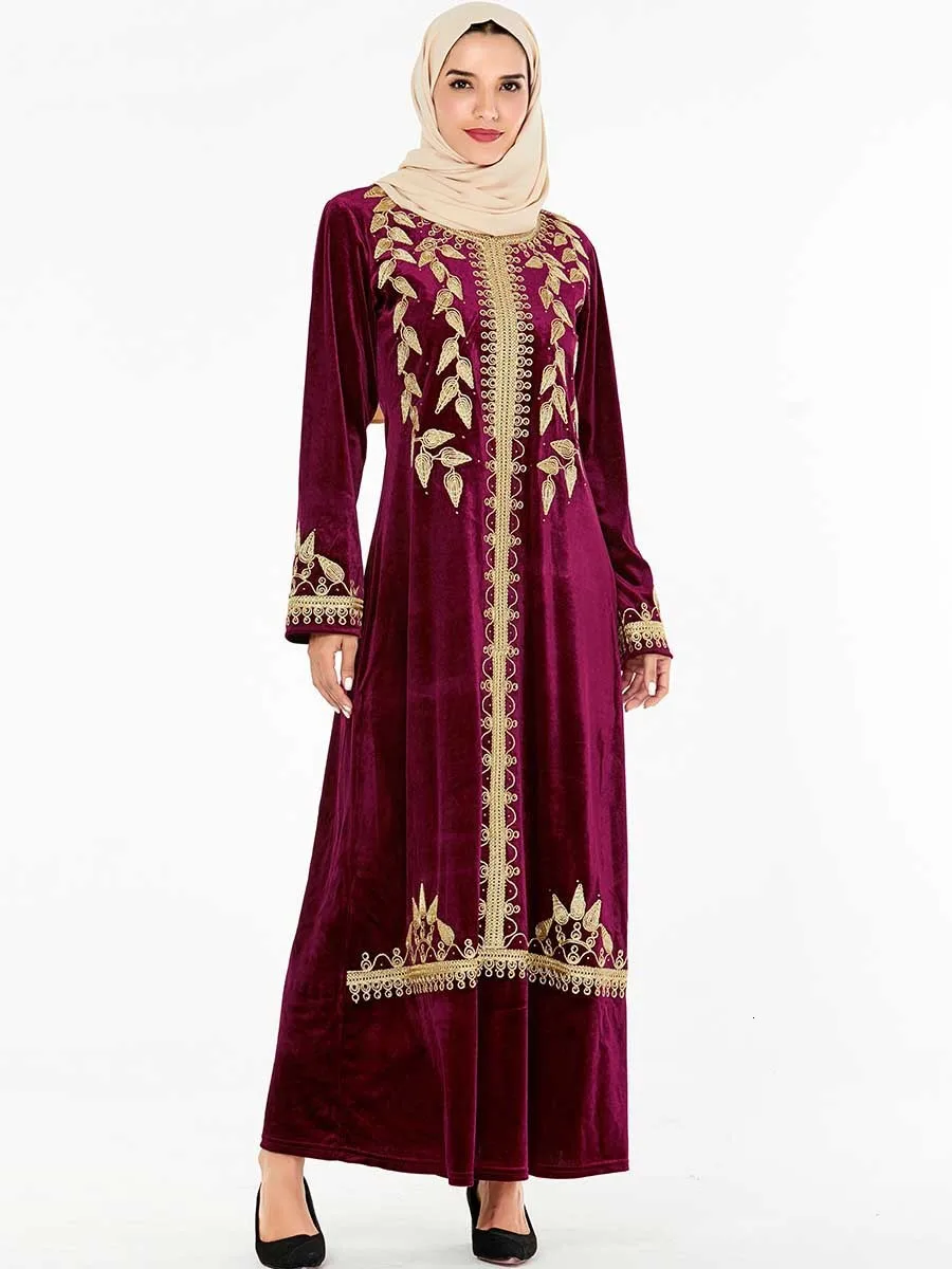 Luxury Embroidery Maxi Dress Muslim Velevt Abaya Vestidos Cardigan Kimono Long Robe Gowns Jubah Middle East Eid Ramadan Islamic |