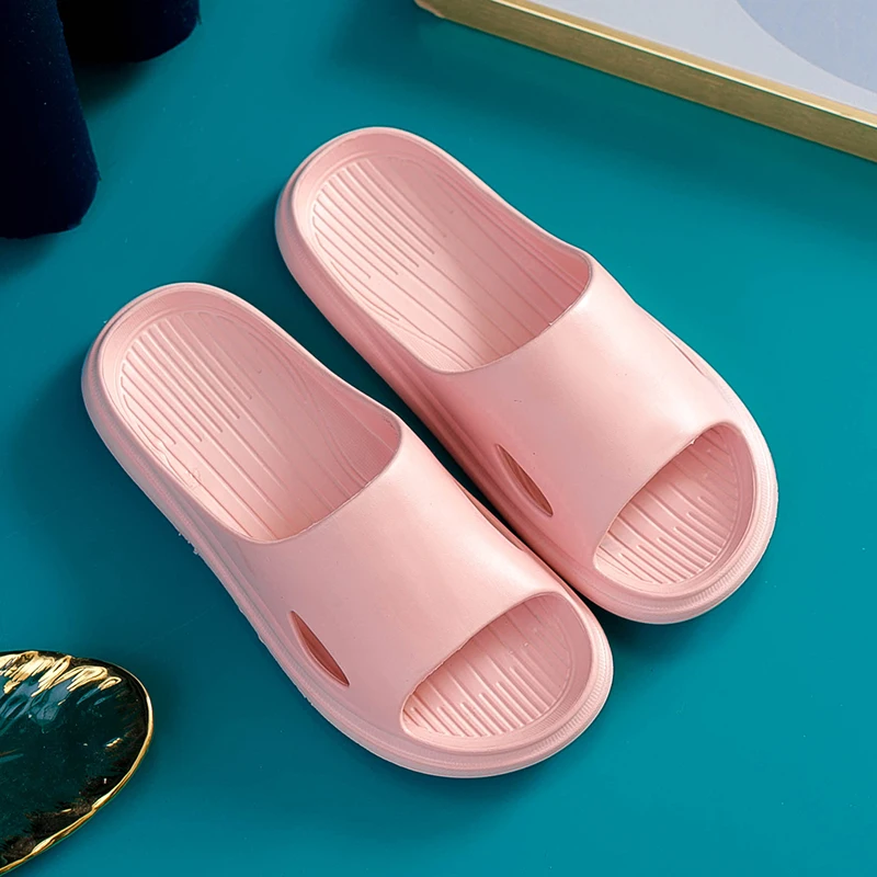 

Men and Women Slippers Summer Thicken Solid Color Home Indoor Shoes Eva Non-slip Beach Slides Bathroom Shoes Shower Slippers