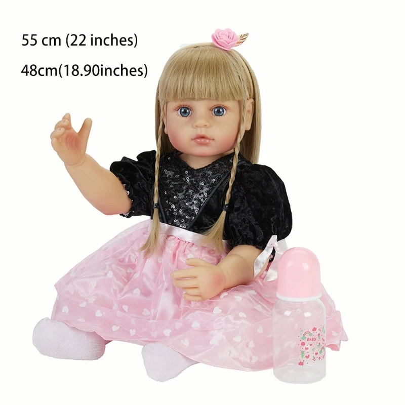 

19/22inch Interactive Toy Realistic RebornDoll Baby Toy Soft Silicone Stuffed Doll Caucasian Baby Girl Doll Blonde Hair