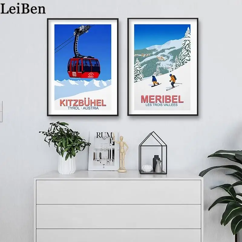 Verbier Okemo скандинавский катание на лыжах Путешествия Холст Картина курорт плакат и