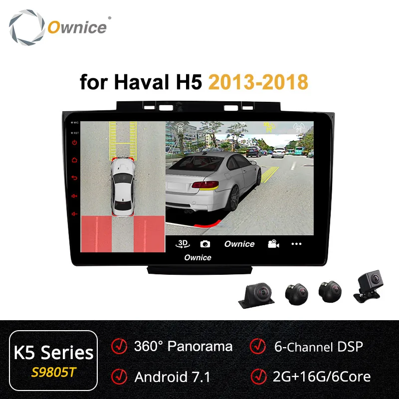 Ownice K3 K5 K6 Android 8,1 автомобильный dvd-плеер gps для Great wall Haval Hover H5 H3 2013- аудио Автомагнитола 360 панорама DSP 4G - Цвет: S9805 K5 Series