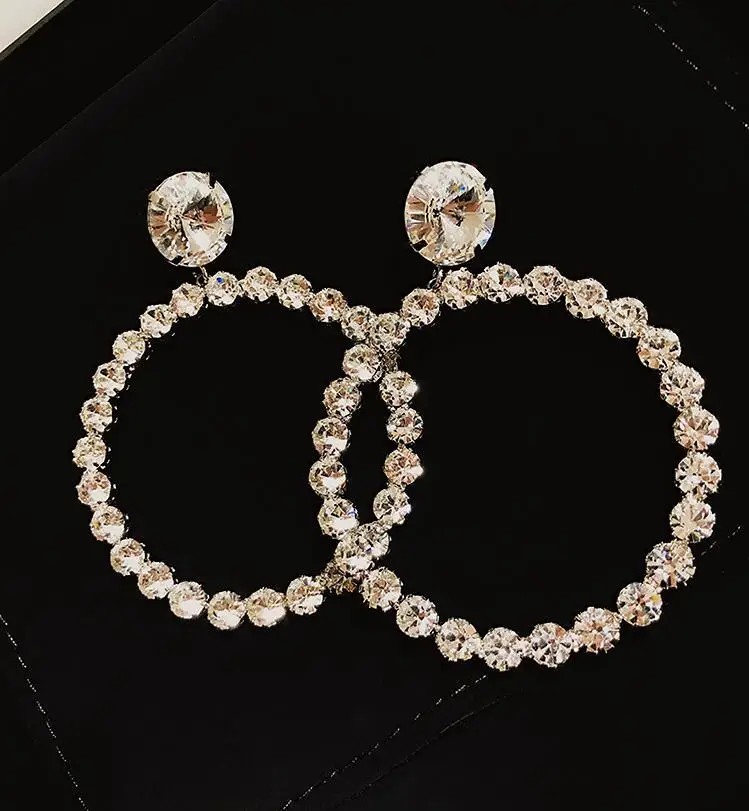 

New 925 silver needle Big Circle Earrings show face thin Earrings feminine ins temperament simple and exaggerated Earrings