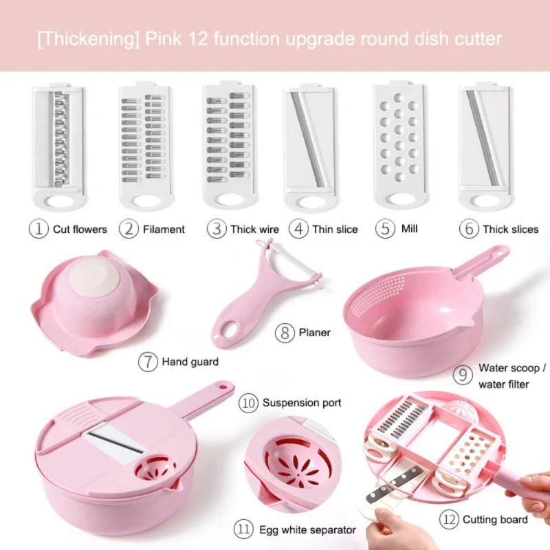 

Multifunctional Rotate Vegetable Cutter With Drain Basket Kitchen Veggie Fruit Shredder Grater Slicer Kitchen Gadget