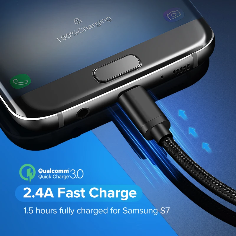 Кабель Micro USB Bayserry 2 4 А кабель для быстрой зарядки и передачи данных Samsung S7 Huawei Xiaomi