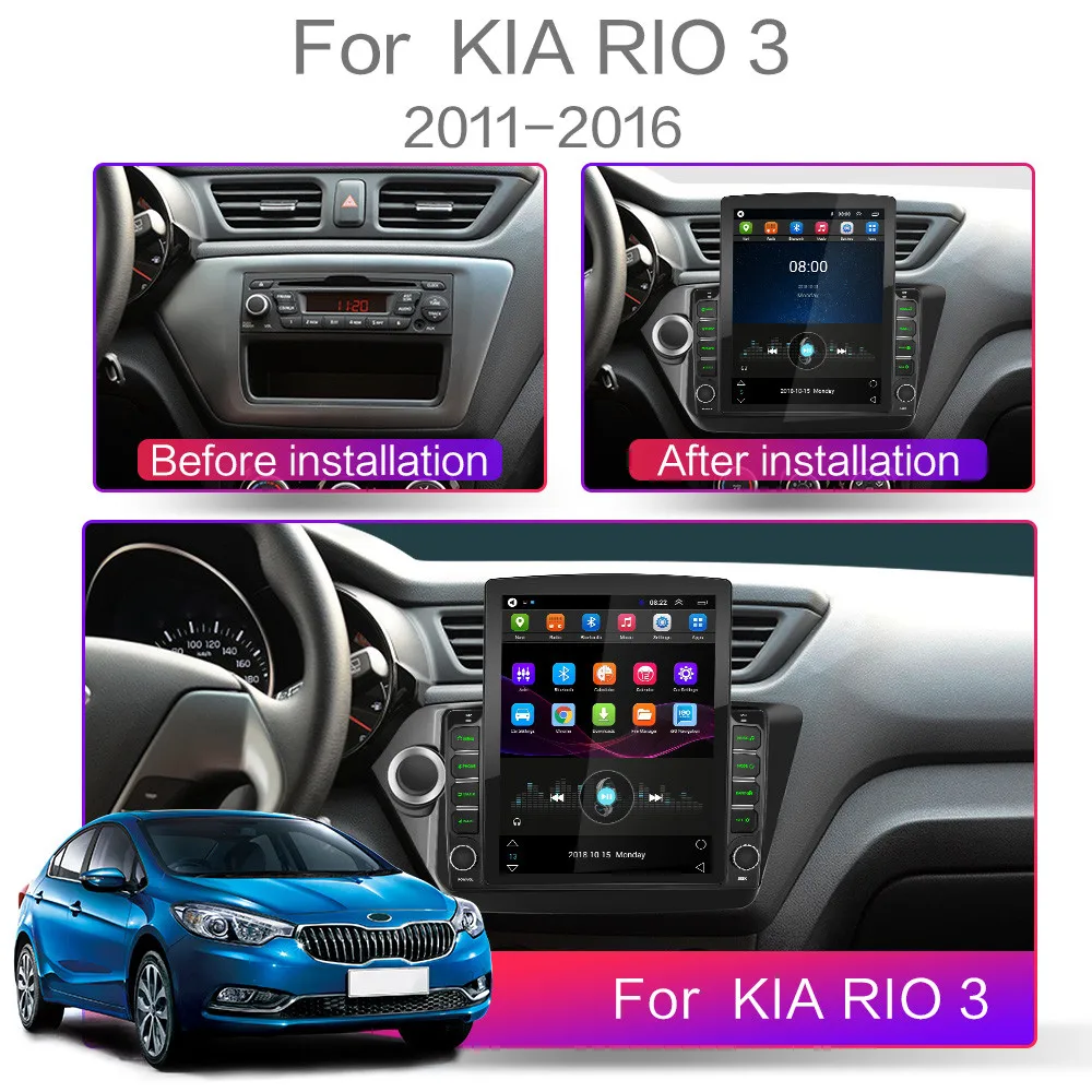 Автомагнитола для KIA RIO мультимедийный видеоплеер на Android 9 с экраном 7 дюйма gps 3 и 4