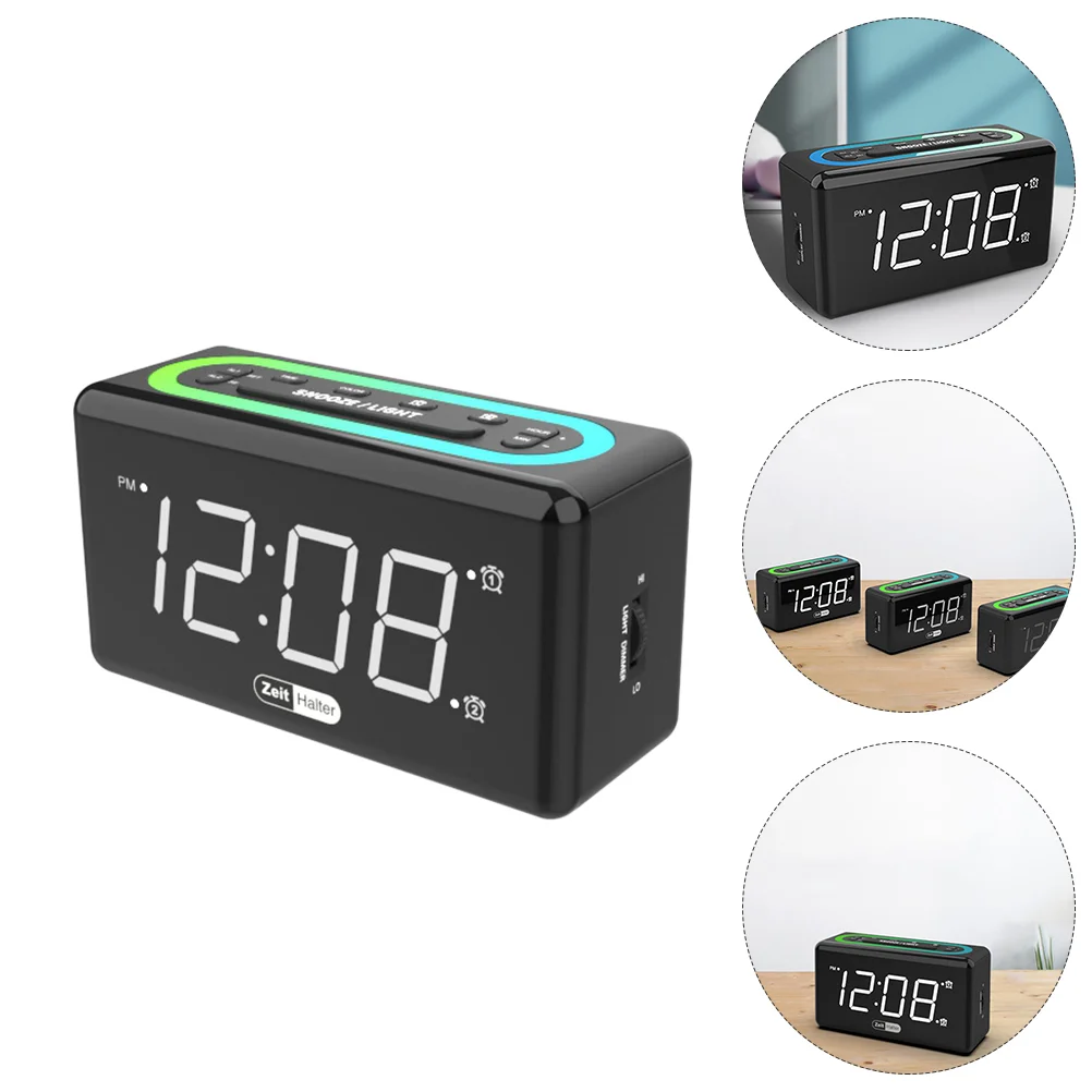 

1 комплект, светодиодный дисплей, будильник с цветным ночным освещением и USB-портом для зарядки