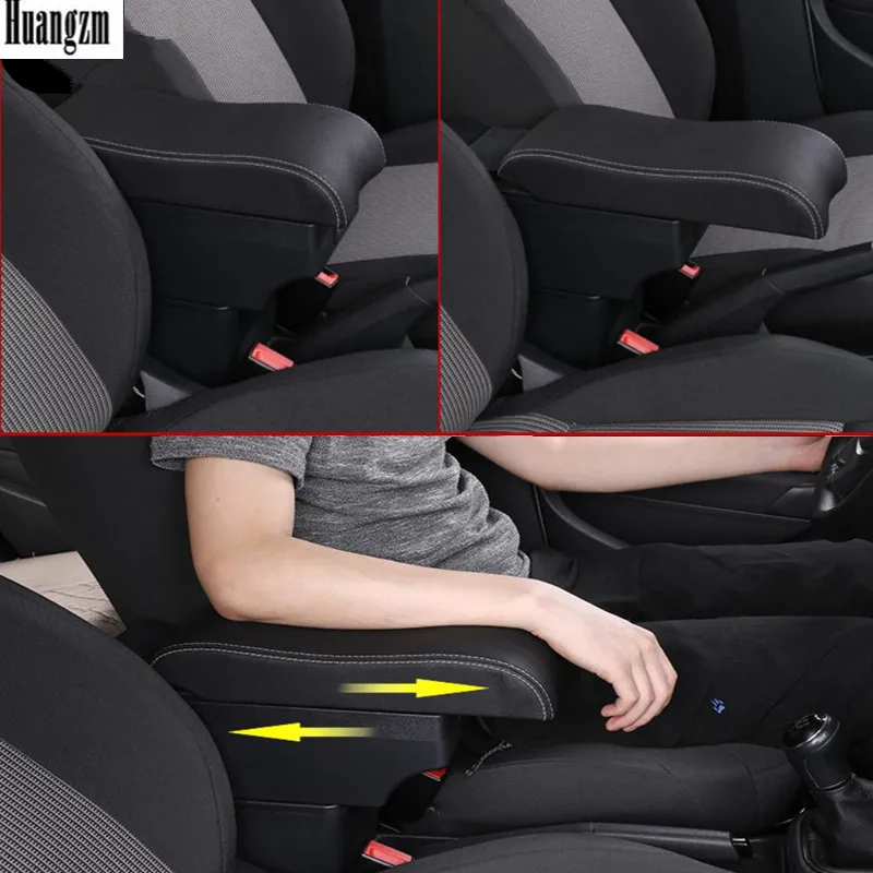 Rotatable heighten armrest box For Renault Dacia Duster 2 2010-2015 Central console storage Cup holder PU Leather USB Chargi | Автомобили