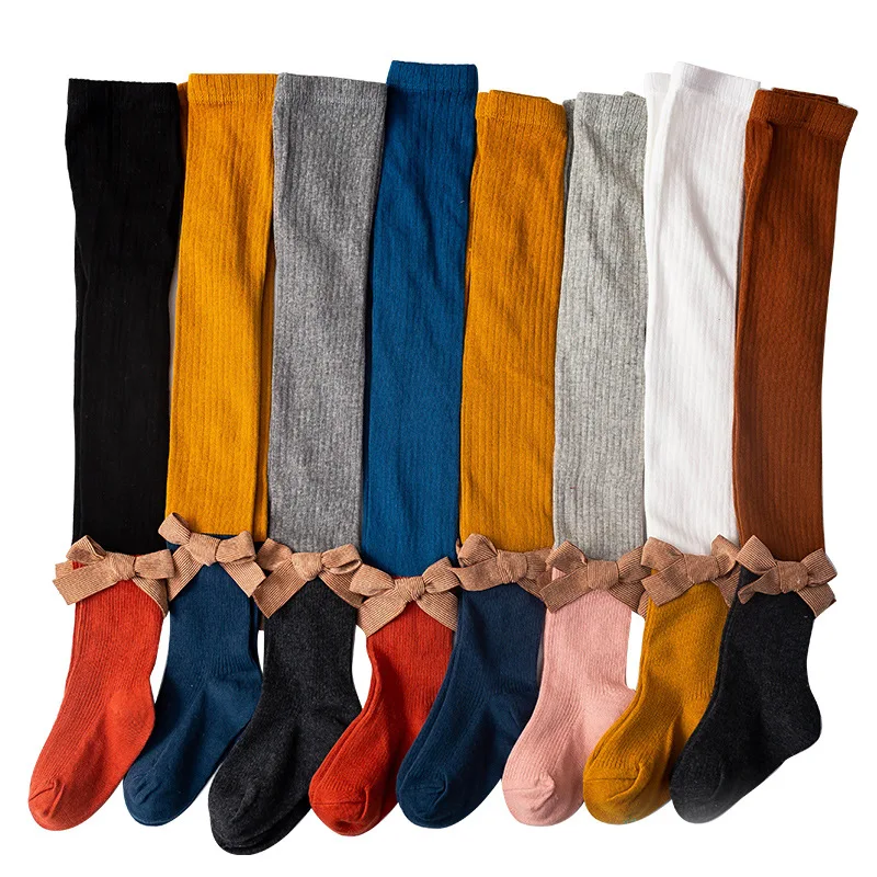 

Girls Baby patchwork Tights cotton Children bow Stocking kids cute pantyhose for girls