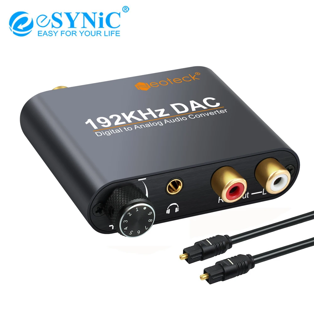 

eSYNiC 192kHz DAC Digital Optical Coaxial Toslink To Analog Stereo RCA 3.5mm Jack Audio Adapter Converter For PS4 XBox