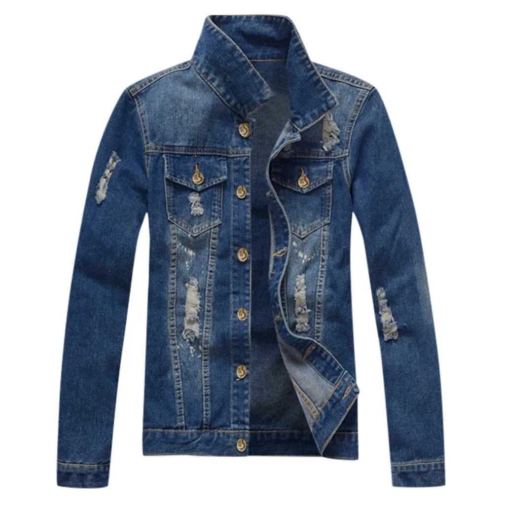 Мужская Повседневная джинсовая куртка Осень-зима 2019 Новая Модная хлопковая
