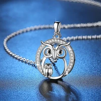 zircon pendants owl necklace for women crystal sliver color necklaces fashion jewelry