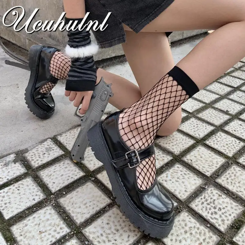 

Gothic Woman Socks Sexy Fishnet Hollow Mesh Designer Socks Diablo Punk Ins Japanese Student G Irl Transparent Socks Women