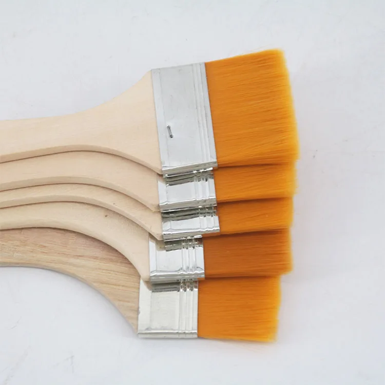 12Pcs Wooden Painting Brush Nylon Hair Flat Tips Artists Acrylic Oil Painting Brush Pen Drawing Tool Art Supply Set