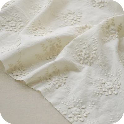 Beige Хлопок 3D вышитое цветочное кружево ткань занавеска ткань юбка ширина 130 см домашний DIY аксессуары бежевый белый - Цвет: Beige