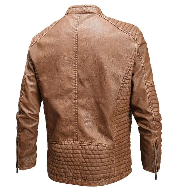 Кожаная куртка с лацканами Мужская мотоциклетная кожаная Do The Old ретро моющаяся