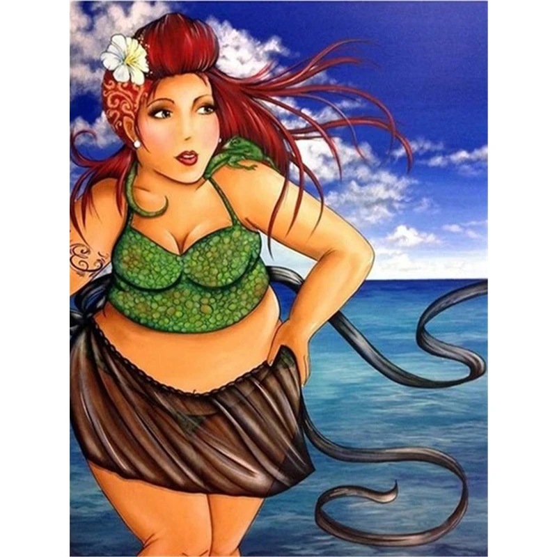 

Full Round Diamond Embroidery Cartoon Comic 5D DIY Diamond Painting Cross Stitch Fat Lady Set Full Square 3D Diamond Mosaic Girl