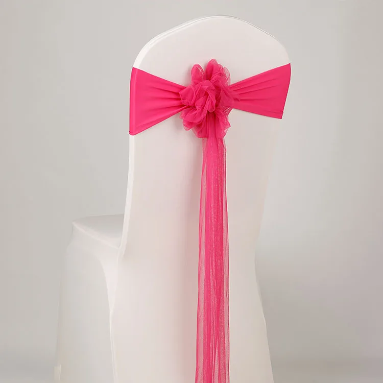 Rose Red Новинка, 50 шт./лот, украшение для свадебной вечеринки, красный галстук-бабочка, муслин, пояс для стула, розовый, стрейч, лайкра, лента на спинку стула, событие банкет - Цвет: Rose Red